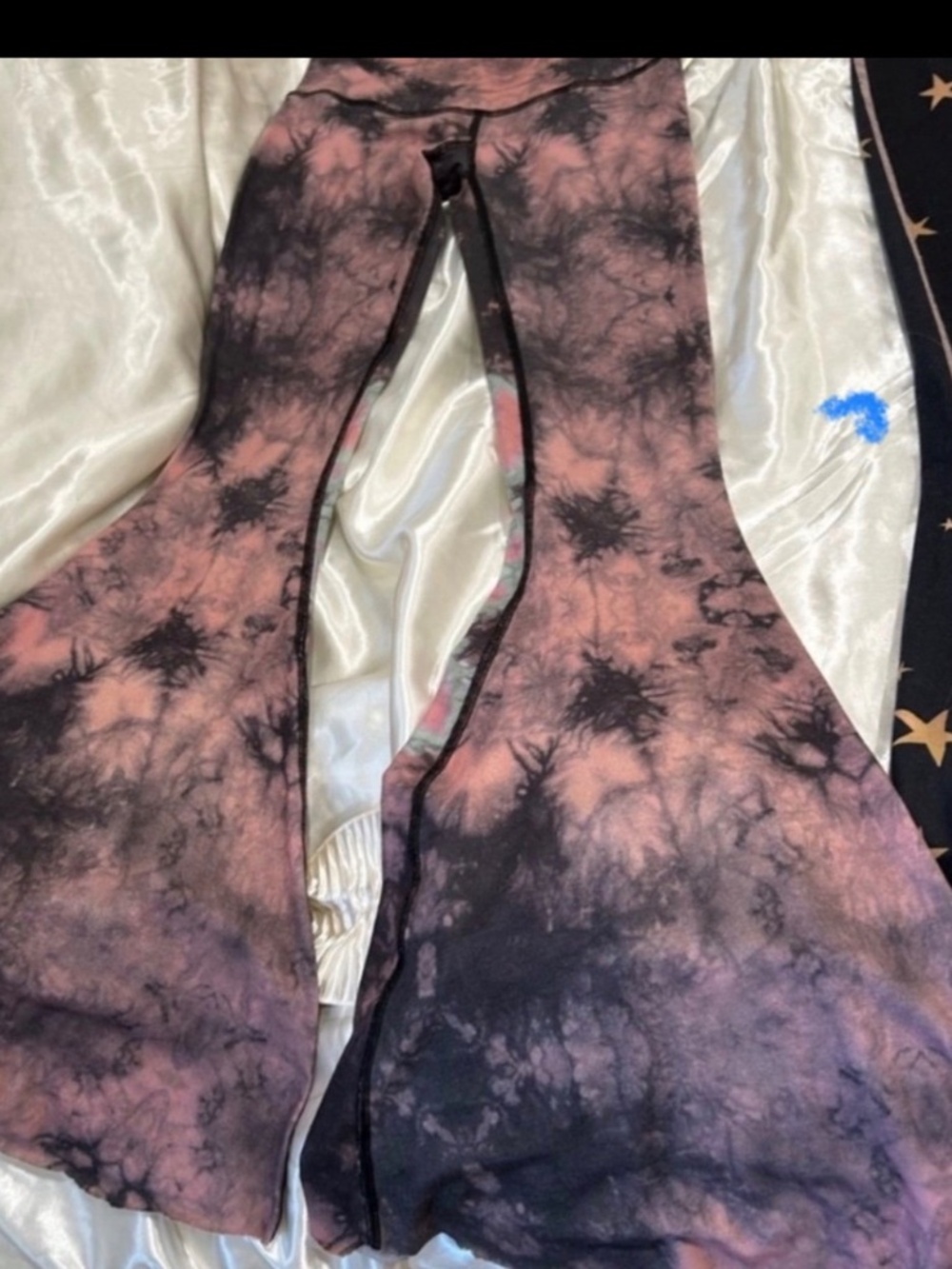 TEEKI bellbottoms teeki bells Eagle Feather tie dye Bell Bottom Yoga pants long - Picture 2 of 2